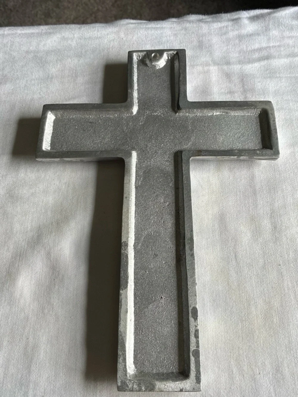 Floral Embossed Decorative Wall Cross in Silver-Gray